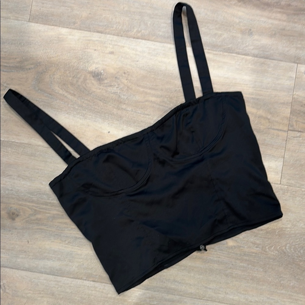 DANIELLE BERNSTEIN BLACK CORSET STYLE CROP